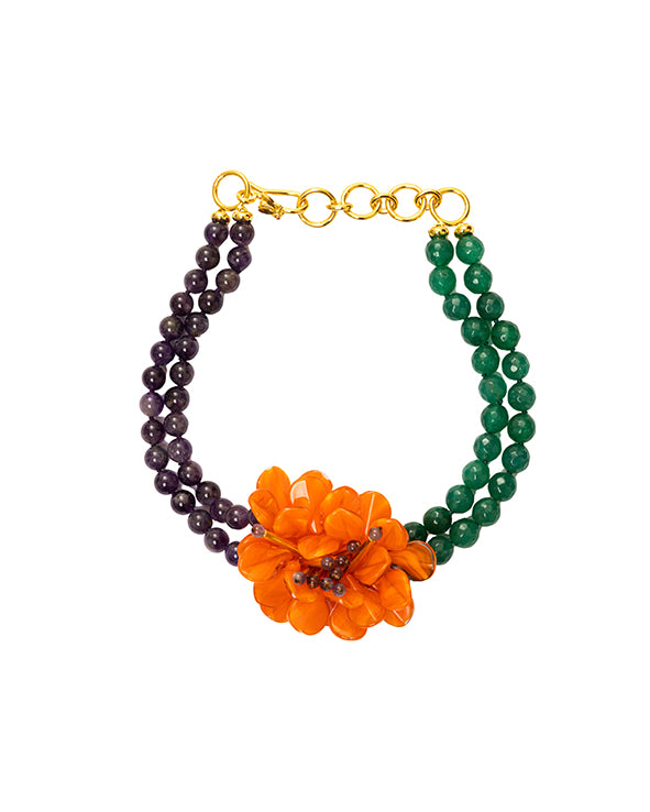 Orange pansy necklace